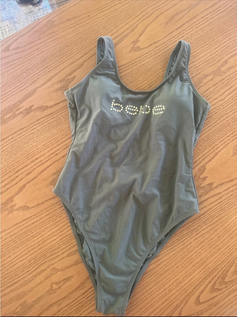 bebe Light Olive Green One-Piece Swim